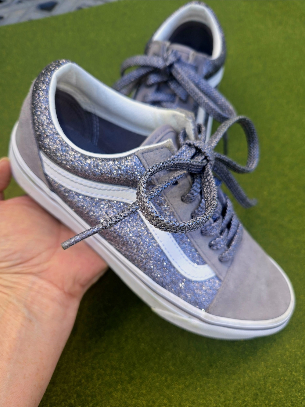 Vans 7 OLD SKOOL Glitter Low-Top Sneakers GREAT TREAD SPARKLY Y2K SKATER VIBES - Picture 6 of 14